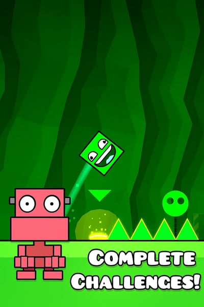 A green square with a frowning face.